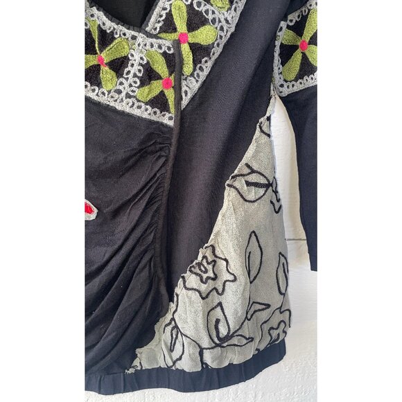 Savage Culture Colorful Boho Embroidered Detail Tunic Top Floral S - Picture 2 of 5